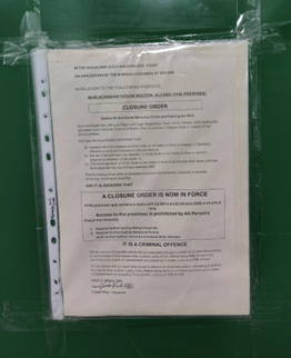 Closure order notice