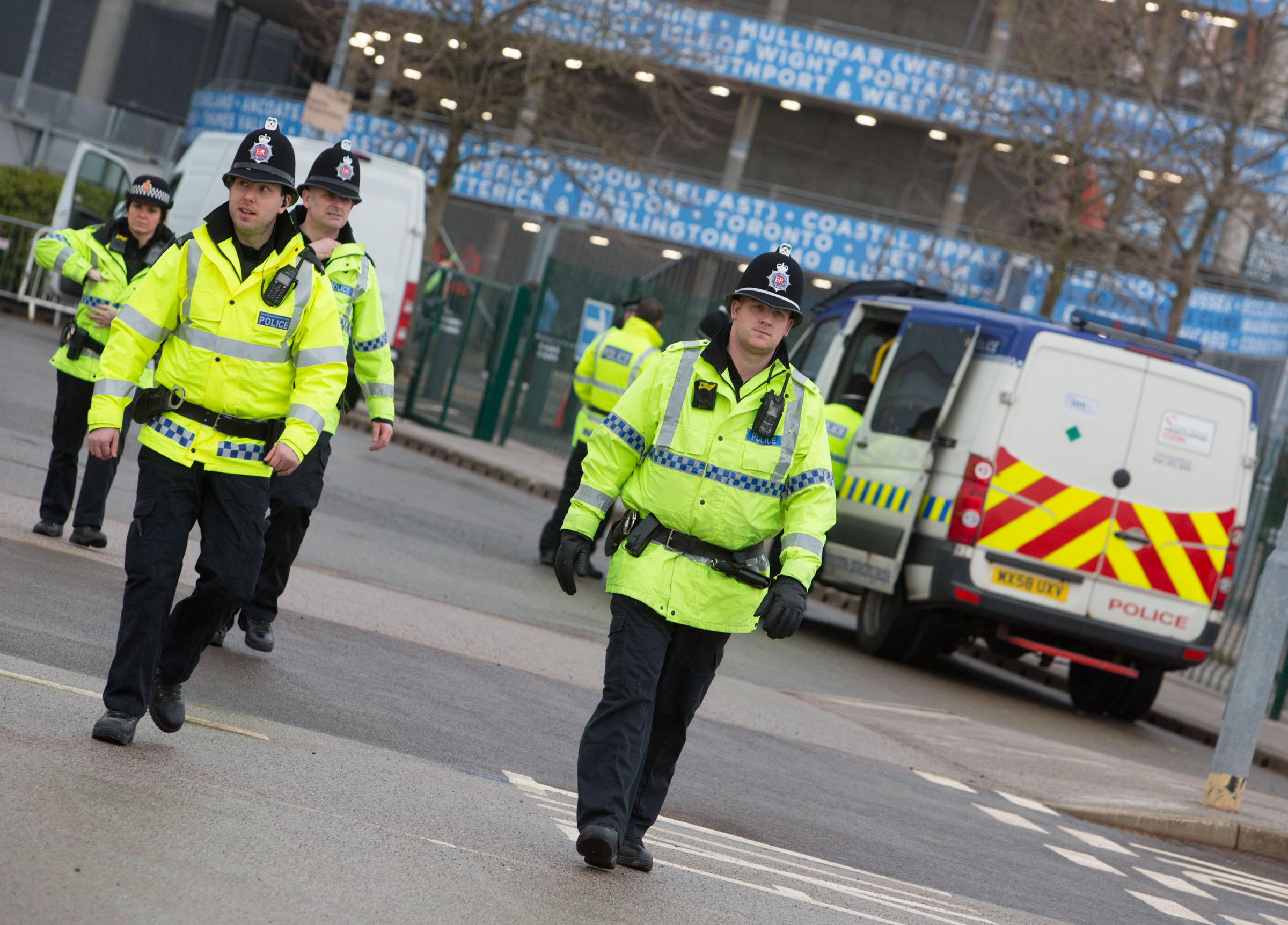 Police at the Manchester derby