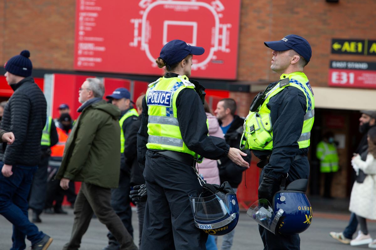 Police officers at Old Trafford