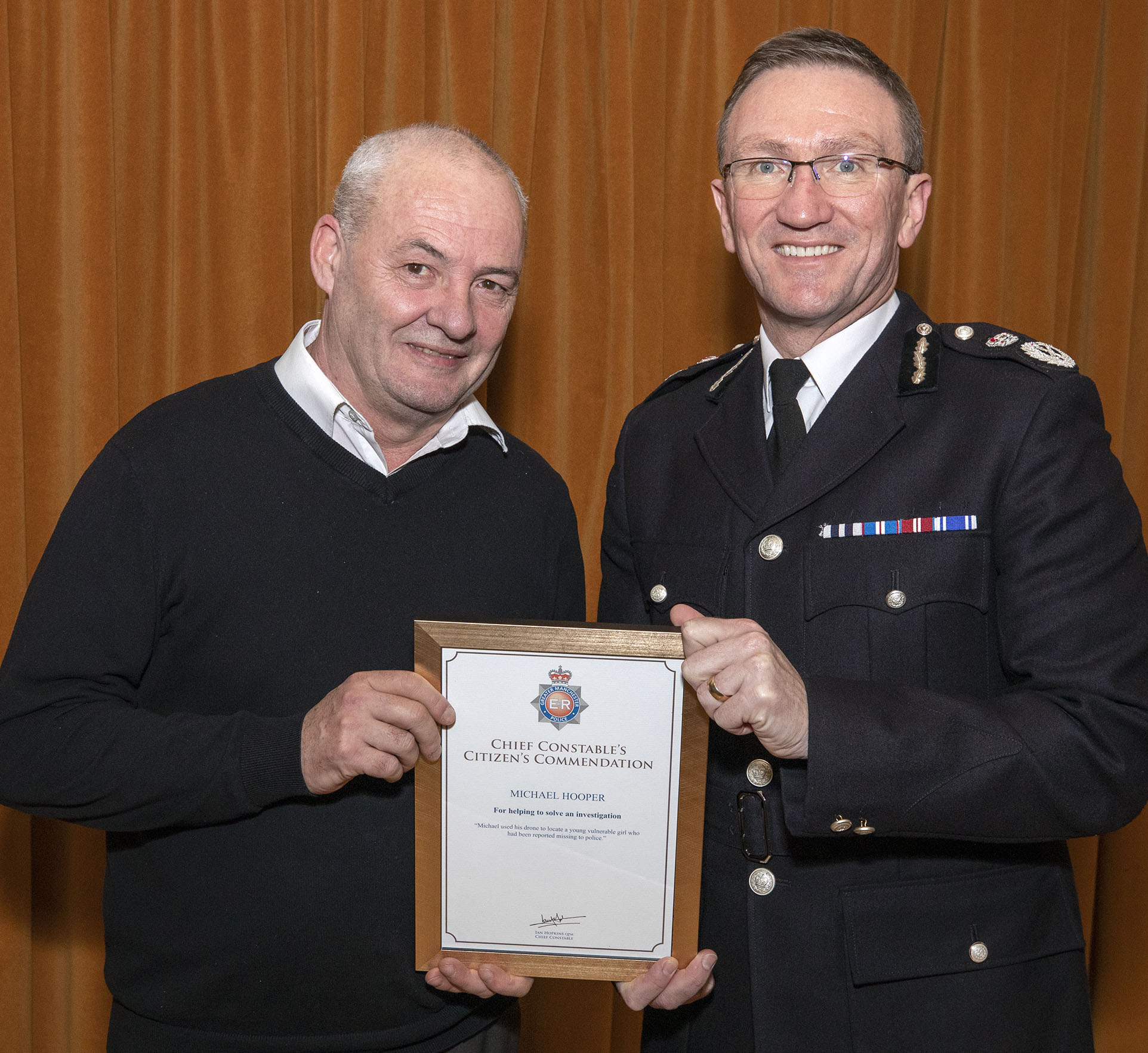Michael Hooper with Chief Constable Ian Hopkins