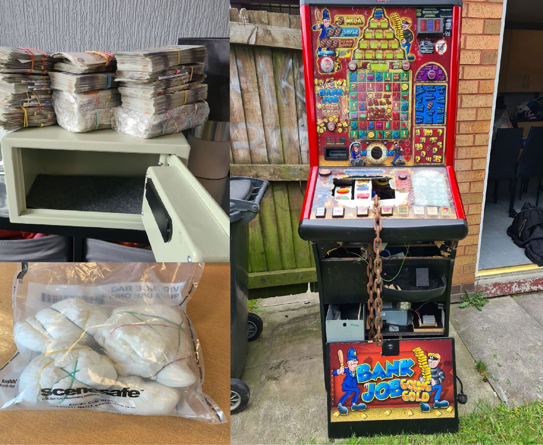 Two men arrested in Salford after £200k cash and large drugs haul recovered