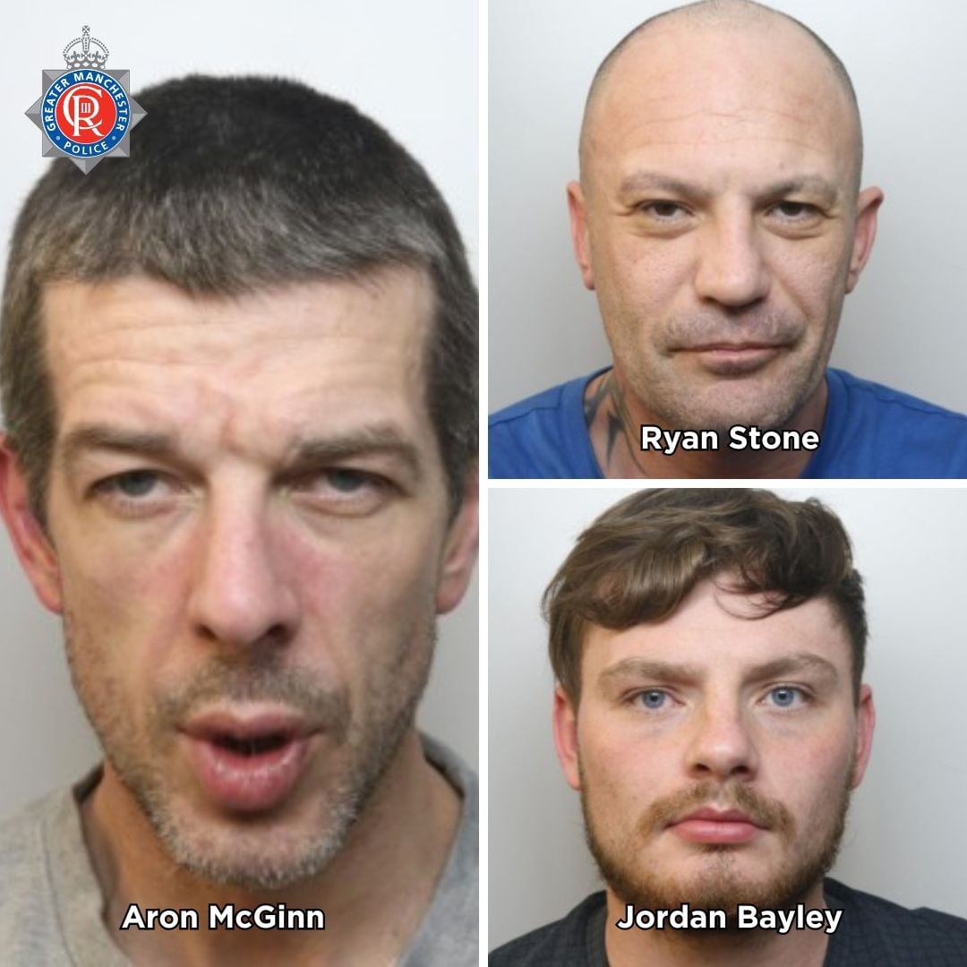 Three men from Tameside have been handed lengthy prison sentences after committing a series of robberies.