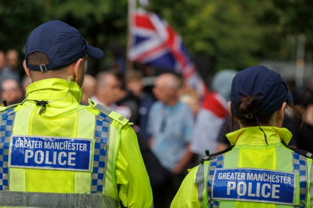 Image of officers at this weekend's protest.
