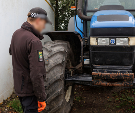 Officers inspect suspected stolen plant machinery