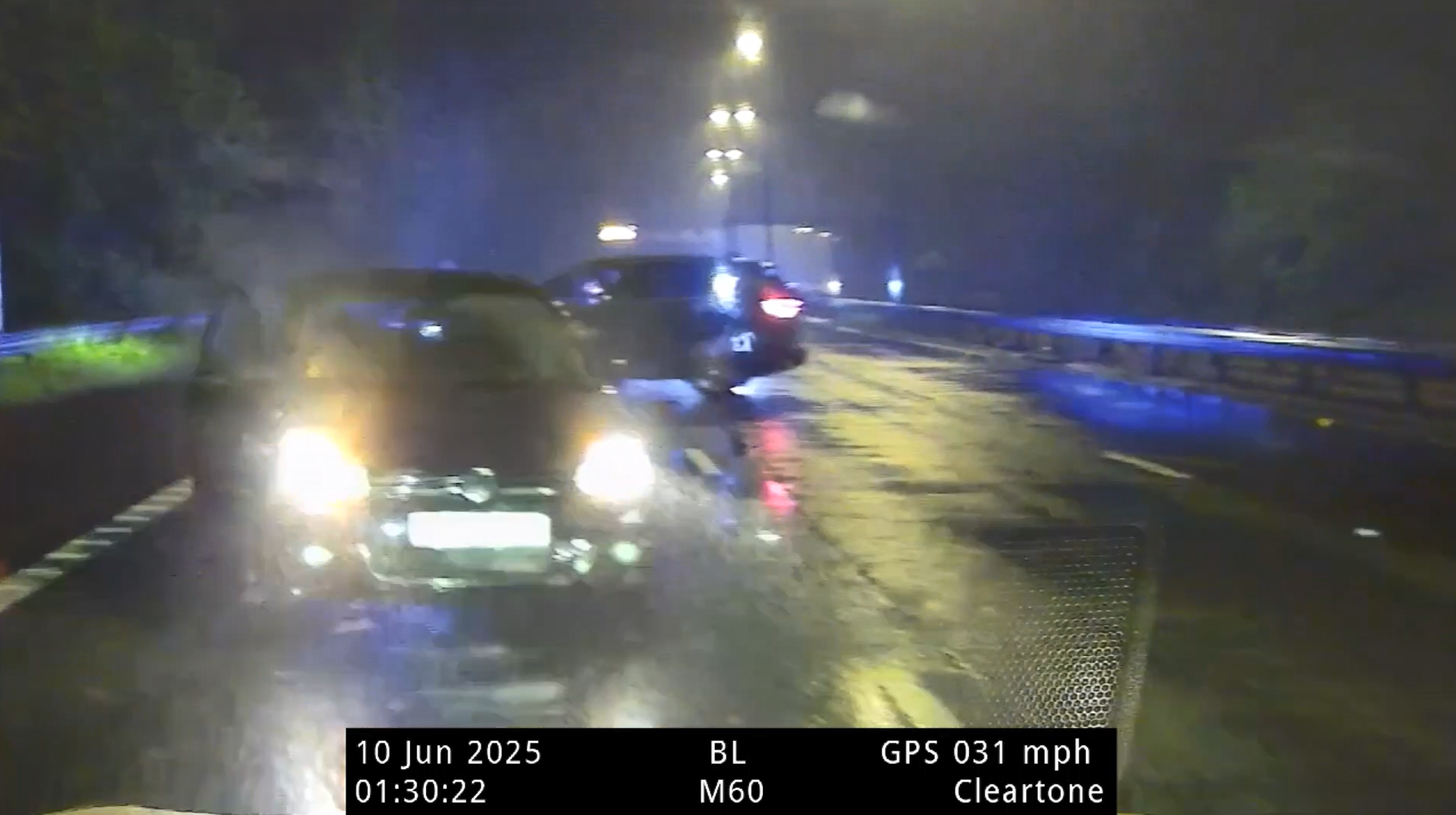 Volkswagen Golf driving down wrong way of the M60.