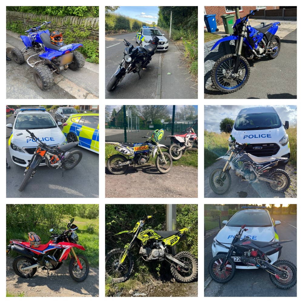 Montage of seized bikes across Greater Manchester.