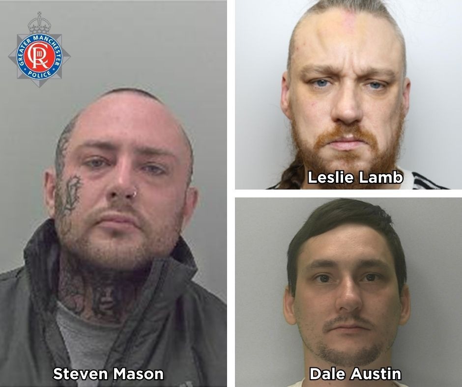 Image of three men jailed for the part they played in a motorcycle club feud.