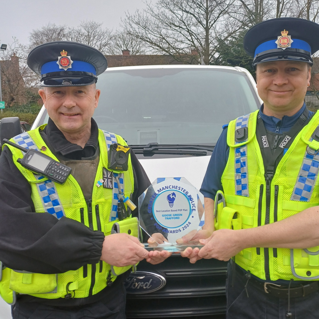 Officers from the Trafford Prevention Hub with their award.