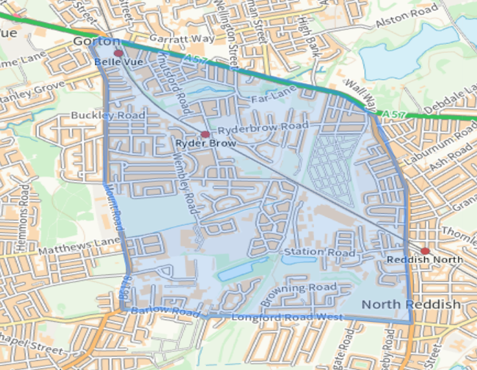 Map of Section 60 which is in place in Gorton and Reddish.
