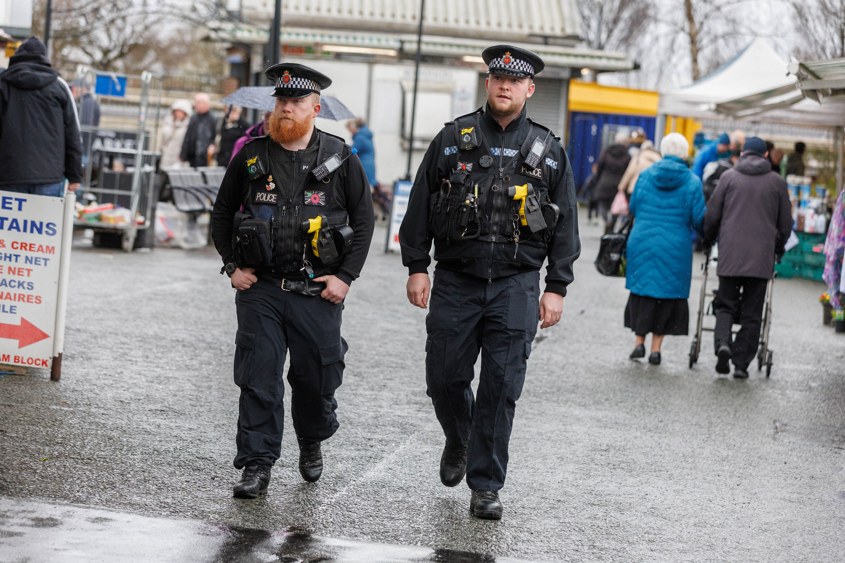 Officers out on patrol in Bury town centre this morning (Wednesday 13 March 2024).